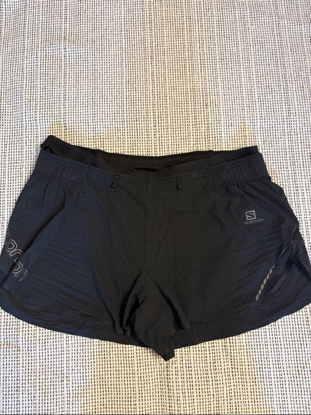 Salomon Black Performance Running Shorts with Reflective Accents